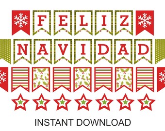 Feliz Navidad banner printable / Feliz Navidad garland printable / Feliz Navidad bunting / Feliz Navidad sign Feliz Navidad decorations PDF