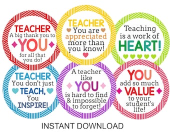 Teacher appreciation cupcake toppers printable / Teacher cupcake toppers / Teacher cupcake topper printable / Printable Teacher cupcake gift