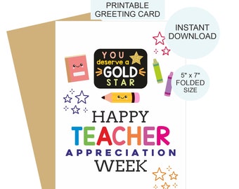 Teacher appreciation week card printable / Teacher appreciation week cards / Teacher appreciation card printable / Teacher card download PDF