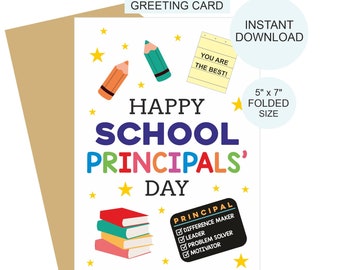 Happy School Principal day card printable / School principals day card / Principal appreciation day card / Principal day thank you card PDF