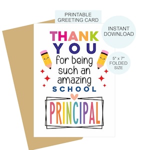 Carte de directeur d'école à imprimer / Carte de remerciement du directeur d'école / Carte de visite du directeur d'école / Carte de remerciement du directeur d'école / Fête du directeur d'école