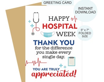 Hospital Week appreciation card printable / Hospital Week card / Hospital Week gifts / Hospital week 2024 card Hospital week thank you card
