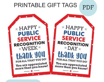 Public service recognition day gift tags printable / Public service week tags / Public service recognition week gifts / Public service PDF