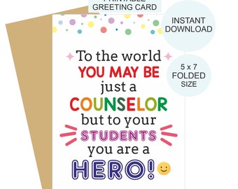 Counselor card printable / School counselor card / School counseling card / School Counselling card / Counselor week card / Counselor gift