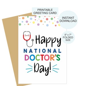 Cartão para impressão do Dia do Médico / Cartão para o dia de reconhecimento ao médico / Cartão para o Dia do Médico / Cartão de reconhecimento ao médico / Cartão para médicos / Cartão para médicos / PDF