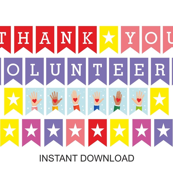 Thank You Volunteer Banner / Thank You Volunteers Banner Printable / Volunteer Thank you banner Printable Volunteer Appreciation banner PDF