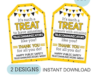 Telecommunicator week traktatie tags afdrukbaar / Telecommunicators Week traktatie tags / Telecommunicator week geschenken Telecommunicator week 2024 tag