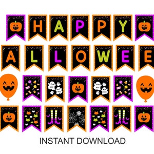 Happy Halloween banner printable / Happy Halloween bunting printable / Printable Halloween banner