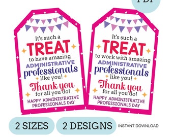 Administrative professional day treat tags printable / Admin Day gift ideas / Admin's Day treat tag / Administrative Professionals day gifts