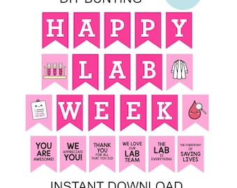 Pink Lab Week banner printable / Lab week 2024 banner / Lab week gifts / Lab week decorations / Lab week decor / Lab appreciation week PDF