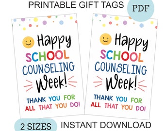 School Counseling week tags printable / School Counselor tag / School Counselor week tag / School Counseling week gift tag / PDF