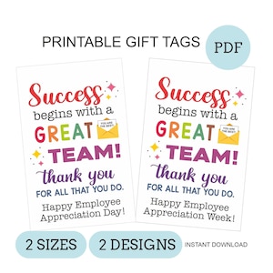 Employee appreciation day tags printable / Employee appreciation week tag printable / Team appreciation gifts / Employee appreciation gifts