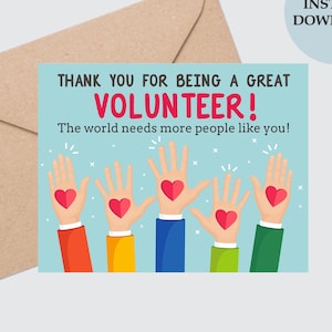 Carte de remerciement pour les bénévoles à imprimer / Carte de remerciement pour les bénévoles à imprimer / Cadeaux de remerciements pour les bénévoles / Remerciements pour les bénévoles PDF