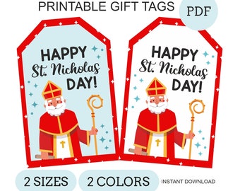 Étiquettes-cadeaux de la Saint-Nicolas à imprimer / Cadeaux de la Saint-Nicolas / Cadeaux de la Saint-Nicolas / Étiquettes de la Saint-Nicolas / Cadeaux de la Saint-Nicolas / 2 couleurs / PDF