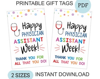 PA Week favor tag printable / Physician Assistant Week tag / Physician Assistants appreciation / PA thank you tag / pa gift tag / PDF