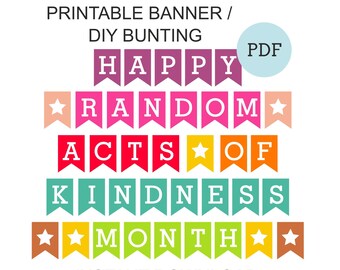 Random Acts of kindness Day banner printable / Random acts of kindness bulletin board / Random acts of kindness month decor Kindness banner