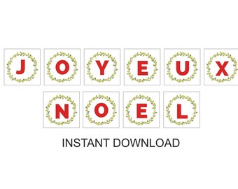 Joyeux Noel Banner Printable / Joyeux Noel garland / Joyeux Noel Bunting printable / Printable Joyeux Noel sign / Printable Noel banner PDF