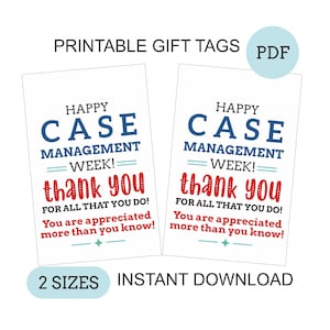 Case Manager appreciation tag printable / Case Management Week gift tag / CM week / case managers week tag / case manager gifts / PDF