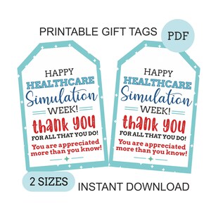 Simulation Week gifts tag printable / Healthcare simulation week gifts tag / Nursing simulation week tag / appreciation tag PDF