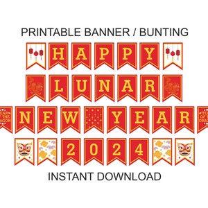 Lunar New Year 2024 banner printable / Lunar New Year banner / Lunar New Year decoration / Lunar New Year decor / Lunar New Year dragon PDF