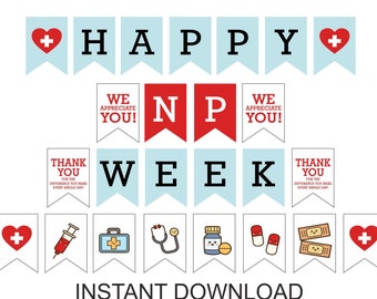 Happy NP week banner printable / NP week bunting / Happy Nurse Practitioner Week banner printable / NP week decor / nurse decorations pdf