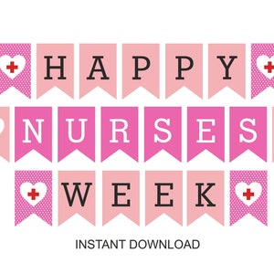 Bannière rose Happy Nurses Week imprimable / PDF image 1