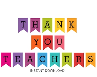 Thank you teachers banner printable / Teacher appreciation banner download / PDF