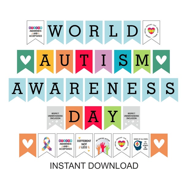 Autism Awareness banner printable / World Autism day banner / Autism awareness day banner / Autism Acceptance day banner / Autism PDF