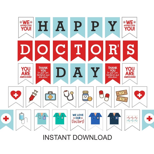 Doctor's Day banner printable / National Doctor's Day bunting printable / Doctor's Day decorations / Doctor banner / Doctor's Day decor PDF