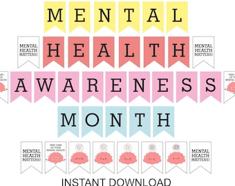 Mental Health Awareness Month banner printable / Mental Health banner printable / Mental Health Matters banner / Mental health banners  PDF