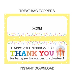 Volunteer Week bag toppers printable / Volunteer week gifts / Volunteer thank you gifts / Volunteer appreciation gifts / Volunteers week PDF