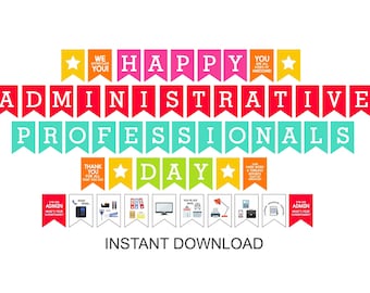 Colorful Administrative Professionals Day banner printable / bunting printable / PDF