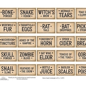 25 Mini Apothecary label printable / Vintage Halloween labels printable / Printable Halloween potion labels / Halloween apothecary label PDF