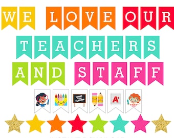 Teacher Appreciation Week banner printable / Printable Teacher Appreciation Day banner / We love our teachers banner / Teacher banner PDF