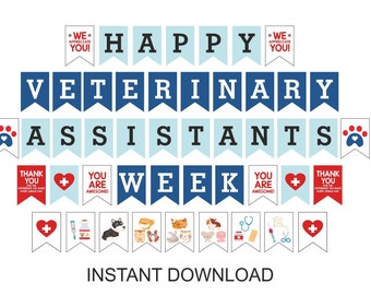 Happy Vet Assistant Week banner printable / Veterinary Assistant Week banner / Veterinary Assistant gift / Vet Assistant gift Vet decor PDF