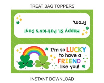 St Patricks Day bag toppers printable / St Patricks Day treat bag toppers printable / Shamrock bag topper / St Patrick's day bag toppers PDF