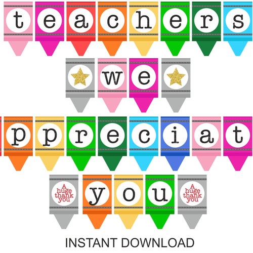 Teacher Appreciation Day Banner Printable / Teacher Etsy