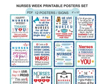 Nurses week signs set of 12 printable / Nurse week poster / Nurse week 2024 gifts / Nurse week decorations / Nurse appreciation week / gift