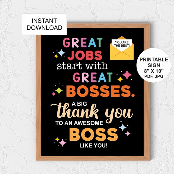 Boss appreciation sign printable / Boss's day gift / Boss Day sign / Boss appreciation day / Boss appreciation gift / Boss thank you gift