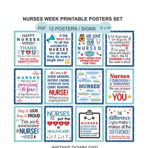 Nurses week signs set of 12 printable / Nurse week poster / Nurse week 2024 gifts / Nurse week decorations / Nurse appreciation week / gift