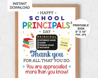 School Principal day sign printable / School Principals day poster / Principal day appreciation / Principal appreciation Principal day gift