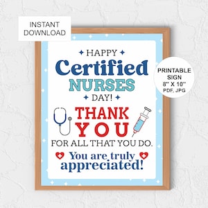 Certified Nurses Day Sign Printable / Certified Nurse Day Sign