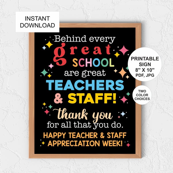 Teacher appreciation week sign printable / Teacher and Staff Appreciation week poster / Teachers and staff appreciation / Teachers thank you