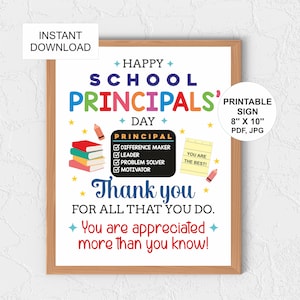 School Principal day sign printable / School Principals day poster / Principal day appreciation / Principal appreciation Principal day gift