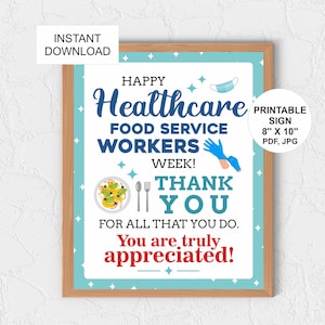 Healthcare food service workers week sign printable / Food service workers appreciation / Food service week poster / Dietary services / PDF