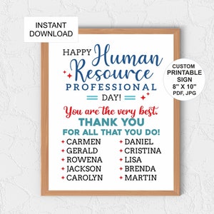 Personalised HR professional day sign printable /  HR Day gifts / Human resource professional day gift / HR gift / hr thank you / poster
