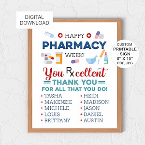 Personalised Pharmacy Week appreciation sign printable / Pharmacy Week gifts / Custom Pharmacist poster / Pharmacy week appreciation sign