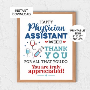 Physician Assistant Week sign printable / PA week appreciation sign / PA week poster / pa week gifts / physician assistant gift / PA gift