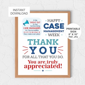 Afdrukbaar bord Case Management-week / Case Managers-weekposter / Case Manager-bord met waardering / Casemanagers bedankbord / poster