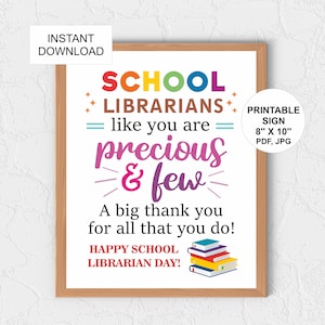 School Librarian Day poster printable / School Librarian gift / School Librarian Day decor / School Librarian thank you sign / appreciation